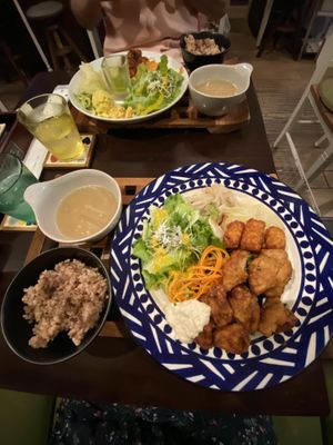 Soy nuggets plate and today's special  at Vegi Kitchen Gu Gu in Nagoya