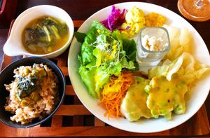 lunch plate at Vegi Kitchen Gu Gu in Nagoya