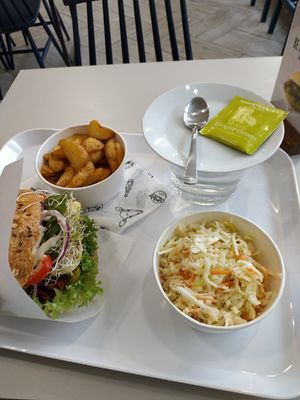 Vegan pastrami burger meal at Krowarzywa - Piotrkowska in Lodz