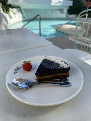 Chocolate orange cake 👍  at Rachel's Eco Love Organic Food in Marbella