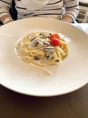 Creamy mushroom pasta  at Hasta la Pasta in Naantali