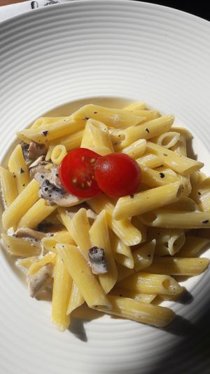 Musroom truffle pasta, vegan at Hasta la Pasta in Naantali