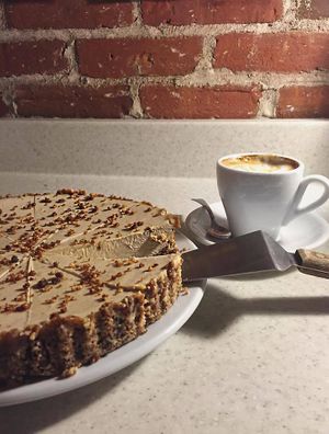 Vegan fake cheese dessert! at L'Innocent in Riviere-du-loup