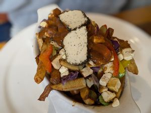 Poutine végane at L'Innocent in Riviere-du-loup