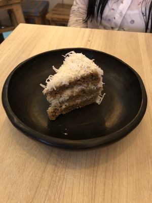 Torta de limón, coco y frutos secos at La Madriguera Consciente in Bogota