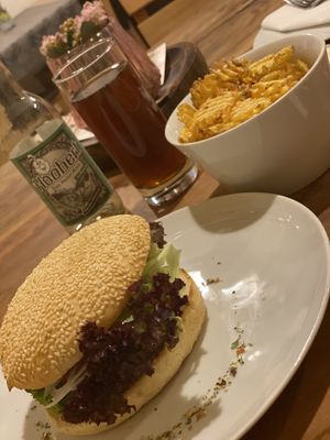 Burger and fries at Vins Vegan in Feistritz An Der Drau