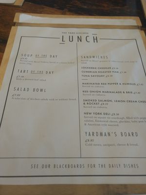 Menu at The Yard Kitchen in Penrith