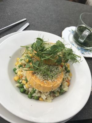 Vegan Summer veg risotto  at The Yard Kitchen in Penrith