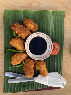Corn fritters  at Tulasi Vegetarian in Ubud