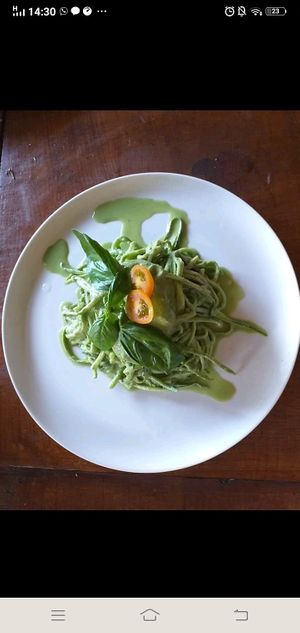 Putu pesto pasta at Tulasi Vegetarian in Ubud