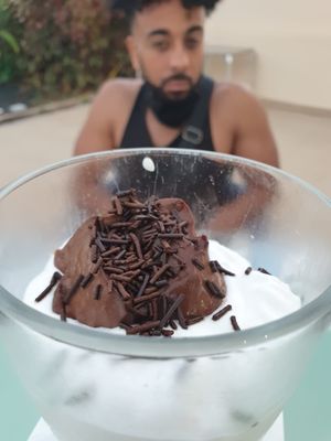 Chocolate fudge and cream at Veggie Cafe in Albufeira