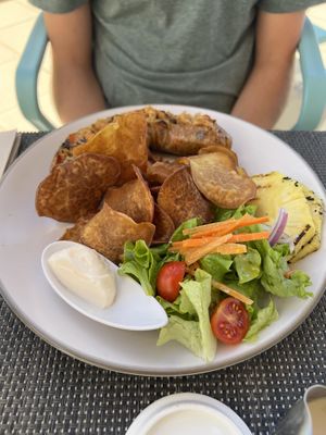 Vegan Sausage and Pineapple   at Veggie Cafe in Albufeira
