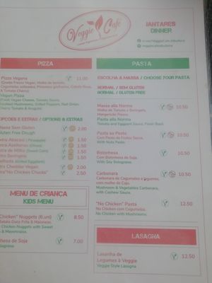 Menu 1 at Veggie Cafe in Albufeira