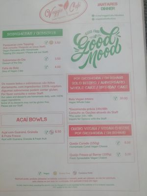 Menu 2 at Veggie Cafe in Albufeira