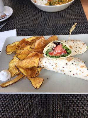 Wrap and crisps  at Veggie Cafe in Albufeira