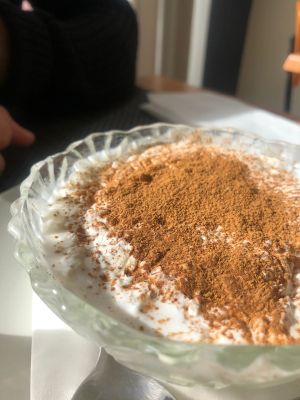 Vegan rice pudding (dessert) at Veggie Cafe in Albufeira