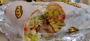 Nice fresh food and very clean and all seperately cooked. I had the black bean patty baguette with tomatoes, red onion, lettuce, avocado, peppets with a chipotle dressing.
 at Which Wich in Port St Lucie