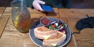 Cheeze toastie and iced tea at Just Be Bistro in Lockerbie