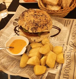 Vegan burger at La Brava in Ourense