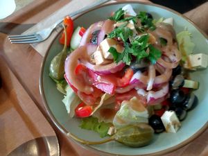 greek salad with feta tofu - recommended! at Voodies in Vienna