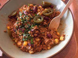 Vegan chilli  at Voodies in Vienna