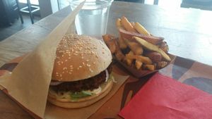 Classic burger and fries at Voodies in Vienna