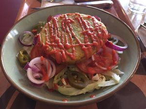 Gluten free pattie with jalapeño salad at Voodies in Vienna