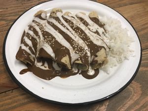 Enmoladas & rice at Vida Atemporal in Monterrey