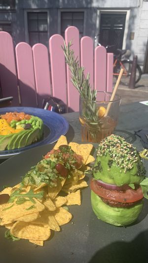 Burger with nachos  at The Avocado Show - Stalpertstraat in Amsterdam