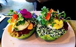 The Avo Garden - filled with hummus. Vegan! at The Avocado Show - Stalpertstraat in Amsterdam