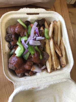 Burro fries and mushroom nuggets $14  at Blueberry Cafe in Newark