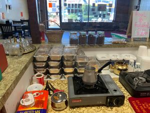 Turkish coffee station with baklava at Egyptian Koshery in Midland