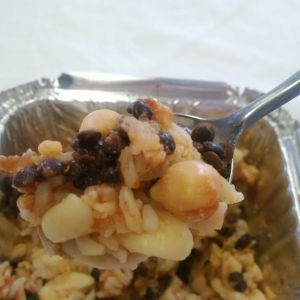 Egyptian Koshery (Koshary Massry). Cairo's Favorite Comfort Food!  Delicious Layers of Macaroni, Rice & Orange Lentils, Savory Brown Lentils & Egyptian Tomato Sauce, Topped w/ Chickpeas, Fried Onions & Yummy Garlic Sauce!    at Egyptian Koshery in Midland