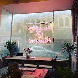 Front window at Humblest of Pleasures in Hebden Bridge