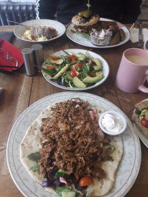 Mmm Kebab , side salad and bean burger at Humblest of Pleasures in Hebden Bridge
