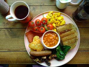 Full vegan breakfast at Humblest of Pleasures in Hebden Bridge