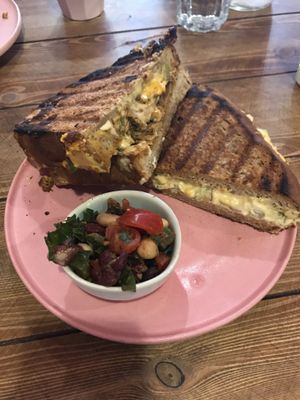 Philly cheese steak toasty and chickpea tuna melt  at Humblest of Pleasures in Hebden Bridge