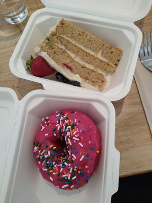 Donut and raspberry cake. 🥰 at Humblest of Pleasures in Hebden Bridge