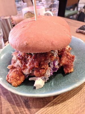 Cauliflower steak burger at Humblest of Pleasures in Hebden Bridge