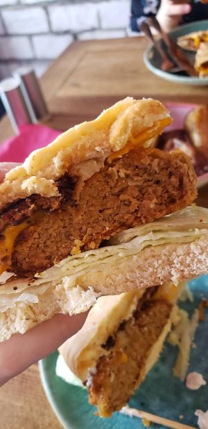 Chick'n burger at Humblest of Pleasures in Hebden Bridge