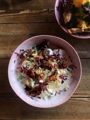 Spaghetti carbonara  at Humblest of Pleasures in Hebden Bridge