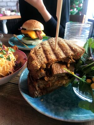 Burgers and toasted sandwich  at Humblest of Pleasures in Hebden Bridge