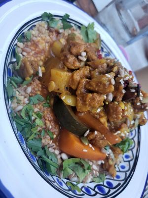 Vegetable Tajin with grains, almonds and figs at A Casa Leca in Ajaccio