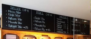 Current menu at Za Zaa Barfi - Gerbergasse in Basel