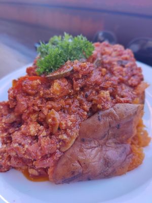 Sweet potato with vegan Bolognese at Scallywags Cafe in Magnetic Island
