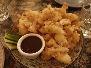Fried cauliflower bites w/Chinese BBQ sauce $20.00 at Basco in Brunswick