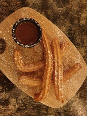 Churros w/chocolate sauce $17.00 at Basco in Brunswick