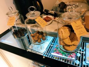 vegan cookies with raw desserts  at Vegan Bakkal in Istanbul
