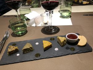 Selection of homemade vegan cheeses  at Food Love in Piacenza