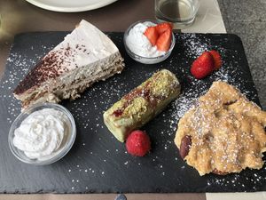 Cheesecake, pistachio stick, torta sbrisolona  at Food Love in Piacenza